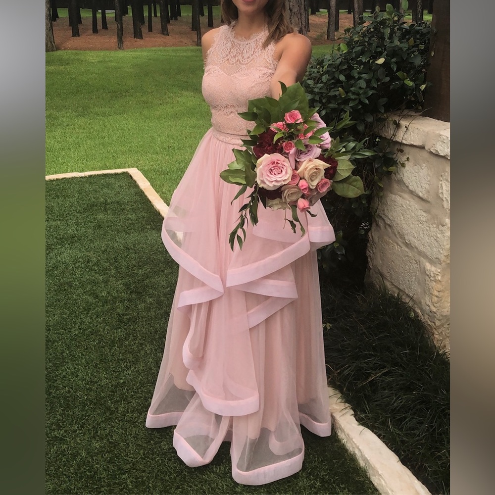 Floor-length formal dress. High waist two piece from David’s Bridal. Size 5.